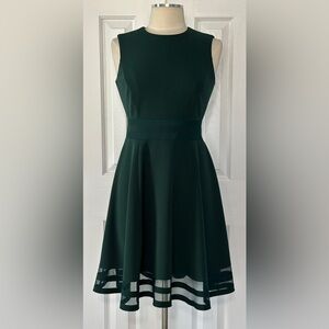 Calvin Klein Forest Green Fit & Flare Sleeveless Dress | Size 6